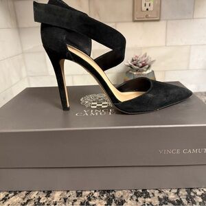 Vince Camuto Black Suede Strappy Heels